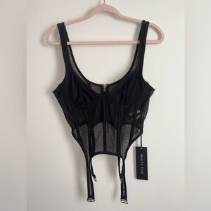 White Fox Black Mesh Corset Top🖤